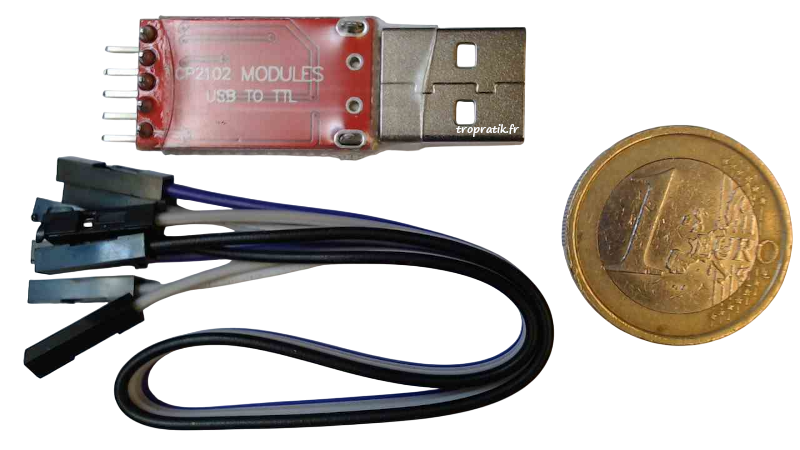 Convertisseur USB-TTL CP2102 vue de dos