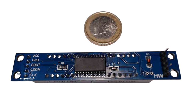 Afficheur 7 segments MAX7219 avec broches soudées vue de dos