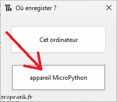 Choisir d'enregistrer le programme dans l'ESP32