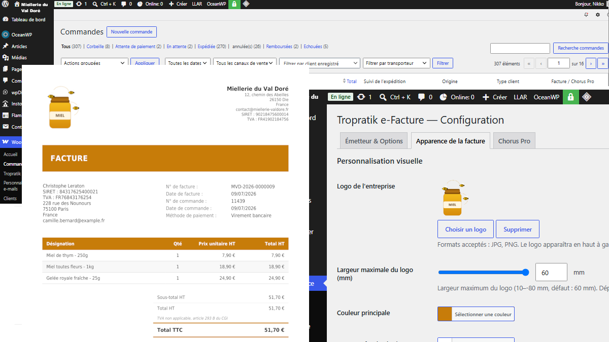 Lire la suite à propos de l’article Facturez vos commandes WooCommerce au format Factur-X