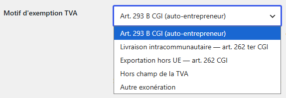 Motif de franchise de TVA