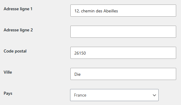Adresse postale de l'émetteur