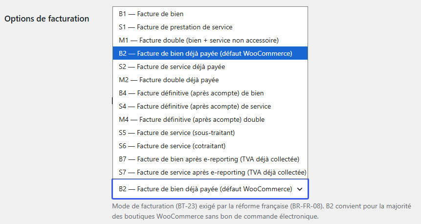 Mode de facturation